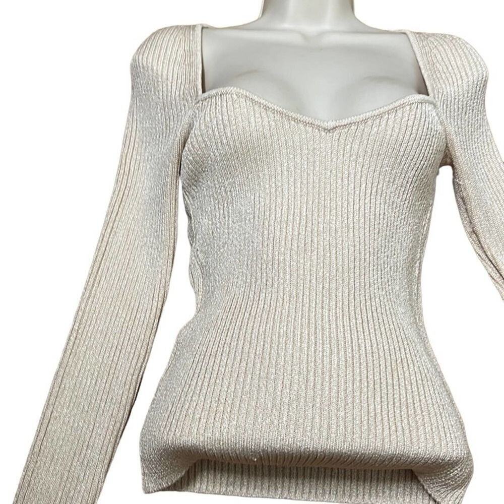 INTERMIX DEEP V NECK SWEATER RIBBED SIZE M